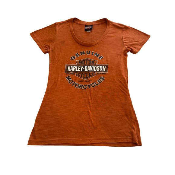 Harley-Davidson Womens Orange Graphic Tee M - Picture 1 of 9